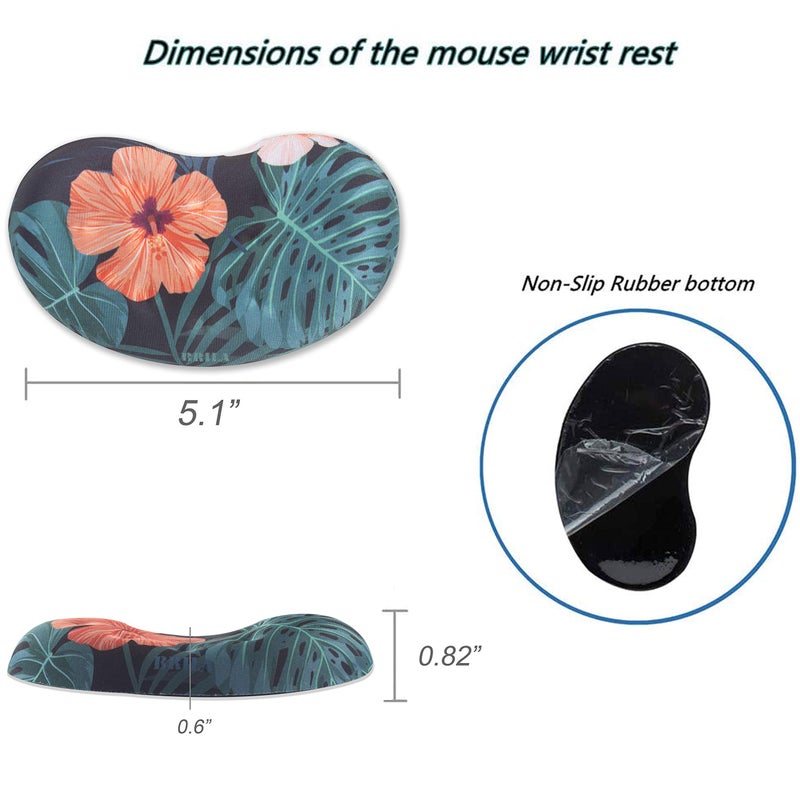 BRILA Memory Foam Mouse & Keyboard Wrist Rest Support Pad Cushion Set for Computer, Laptop, Office Work, PC Gaming - Massage Holes Design - Easy Typing Wrist Pain Relief (Floral Leaves) - Image 3